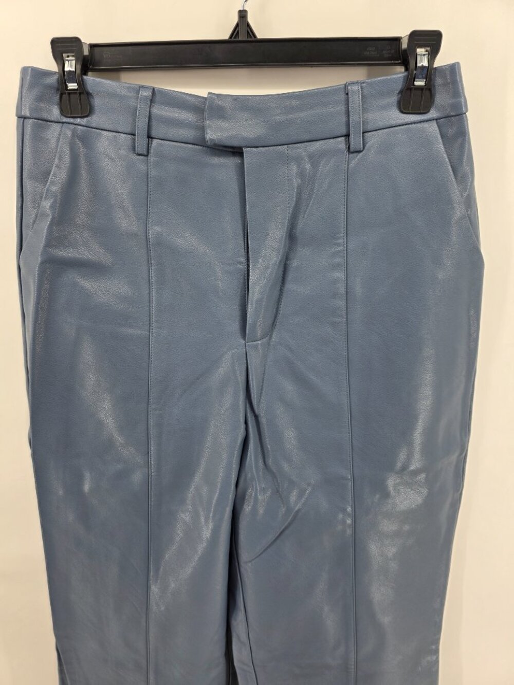 SLA Blue Vegan Leather Pants Size S Straight Leg Trousers - Picture 2 of 5